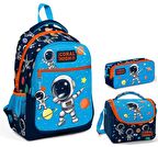 Coral High Erkek Çocuk Lacivert Mavi Astronot Üçlü İlkokul Okul Çanta Seti