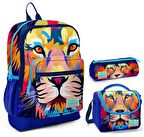 Coral High Lacivert Aslan Üçlü İlkokul Okul Çanta Seti