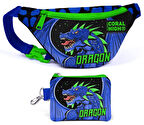 Coral High Mavi Yeşil Dragon Bel Çantası ve Bozuk Para Çantası Seti - Erkek Çocuk