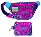 Coral High Mor Mavi Kalp Bel Çantası ve Bozuk Para Çantası Seti - Kız Çocuk