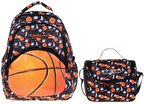 Kaukko Kids&Love Turuncu Basketbol Okul Çantası ve Beslenme Çanta Seti - Erkek Çocuk