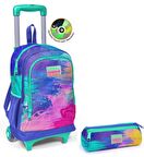 Coral High Kız Çocuk Eflatun Airbursh Tekerlekli Okul Çantası ve Kalemlik Seti