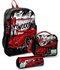 Coral High İlkokul Çantası Seti Siyah Kırmızı Araba - Erkek Çocuk