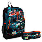 Coral High İlkokul Sırt Çantası ve Kalemlik Seti - Siyah Nefti Yarış Arabası - Erkek Çocuk