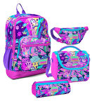Coral High Kız Çocuk Grafiti Desenli İlkokul Okul Çanta Seti ve Bel Çantası
