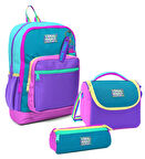 Coral High Kız Çocuk Üçlü İlkokul Okul Çanta Seti - Pembe Pastel Renkli