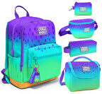 Coral High Beşli İlkokul/Ortaokul Çanta Seti - Mor Lila Renk Geçişli - Kız Çocuk