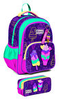 Coral High İlkokul Sırt Çantası ve Kalemlik Seti - Kız Çocuk - Mor Pembe Dondurma