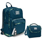 Coral High Dört Bölmeli Ortaokul Çantası ve Beslenme Çantası Seti - Nefti Kamuflaj - Erkek Çocuk