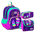 Coral High Kız Çocuk Üç Gözlü İlkokul Çanta Seti - Mor Pembe Dondurma Desenli