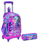 Coral High Grafiti Işıklı Tekerlekli Çekçek Çanta ve Kalemlik Seti - Kız Çocuk