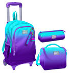 Coral High Turkuaz Mor Renk Geçişli Üçlü Çekçek Işıklı Tekerlekli Çanta Seti - Erkek Çocuk