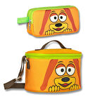 Cennec Sevimli Köpek Erkek Çocuk Isı Yalıtımlı Beslenme Çantası Ve Kalemlik Seti - Sarı