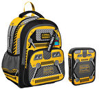 Coral High Siyah Sarı Robot Erkek Çocuk Okul Çantası ve İki Katlı Organizer Kalemlik Seti