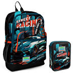 Coral High Yeşil Yarış Arabası Erkek Çocuk Okul Çantası ve Organizer Kalemlik Seti 23765 11151