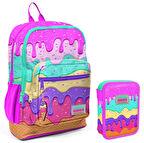 Coral High Pembe Mor Dondurma Kız Çocuk Okul Çantası ve Organizer Kalemlik Seti