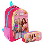 Coral High İlkokul/Ortaokul Sırt Çantası ve İki Bölmeli Kalemlik Seti - Kız Çocuk - Pembe Kırmızı Fashion Girl