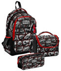 Coral High Üç Gözlü Siyah Kırmızı Araba, Erkek Çocuk, İlkokul Üçlü Okul Çanta Seti
