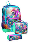 Coral High İlkokul Üçlü Okul Başlangıç Çanta Seti - Su Yeşili Denizatı, Kız Çocuk