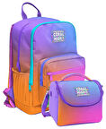 Coral High İlkokul ve Ortaokul Sırt Çantası ve Beslenme Seti - Kız Çocuklar İçin Turuncu Mor Renk Geçişli