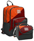 Coral High İlkokul ve Ortaokul Sırt Çantası ve Beslenme Seti - Erkek Çocuklar İçin Turuncu Bordo Gri Renkli