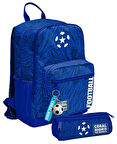 Coral High Erkek Çocuk Dört Gözlü Okul Sırt Çantası ve  Kalemlik Seti - Lacivert Mavi Futbol - İlkokul ve Ortaokul İçin Uygun