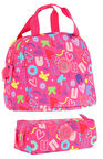Kaukko Brokar Pembe Kız Çocuk Isı Yalıtımlı Beslenme Çantası ve Kalemlik Seti