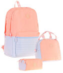 Kaukko Quick Üçlü Kız Çocuk Okul Çanta Seti - Somon - Kapitone Detaylı