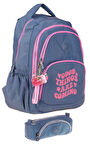 Kaukko Krinkıl Okul Sırt Çantası ve Kalemlik Seti - Gri Pembe - Kız Çocuk (K1687+K2517)
