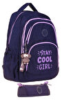 Kaukko Krinkıl Okul Sırt Çantası ve Kalemlik Seti - Lacivert Mor - Kız Çocuk (K1680+K2645)