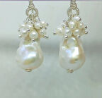 2458 Barok ve kum İnci gümüş aparatlı el yapımı küpe