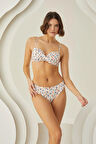 Puantiyeli Şık Desenli Kaplı Bikini Takımı