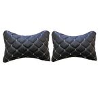 Her Araca Uyumlu Boyun Yastığı Boyunluk Siyah Deri Beyaz Desen 2 Ad