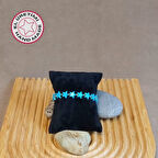 Uretti - Özlem 9422 8317 El Yapımı Yıldız Motifli Sıkma Firuze Doğal Taş Kadın Bileklik