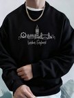 Londra İngiltere Mektup Sadelik Baskı Erkekler Kapşonlu Rahat Yumuşak Tişörtü Moda Temel Giys
