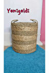 1 Adet Yuvarlak Dekoratif Hasır Sepet ( Yüksekliği 46 Cm Genişliği 41 Cm Taban 38 Cm) Yen240008b
