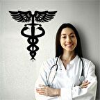 Leylaser 50x47 Tıp Ve Sağlık Sembolü Doktor Hemşire Eczacı Dekor Tablo Mdf Ahşap Lazer Kesim Duvar P