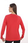 KADIN KIRMIZI BİSİKLET YAKA UZUN KOL %100 PAMUK İNTERLOK TİŞÖRT S-102
