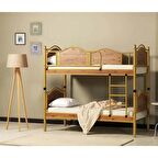 Reyo Avangard Genç Çocuk Odası Ahşap Başlıklı Metal Kahverengi Ranza ve Karyola 90x190 cm