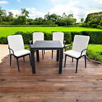 LÜKS ARKALIKLI SANDALYE MİNDERİ 4LÜ 4CM SÜNGERLİ KREM