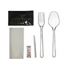 Lüks 6’lı Plastik Çatal Kaşık Yemek Seti - 100'lü Paket