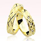 Sarı Çapraz Model Altın Alyans 2501-2