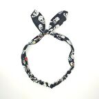 MORDİNO Siyah Kurukafa Desenli Saç Bandı