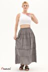 Gri Müslin Uzun Yazlık Etek