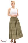 Haki Müslin Uzun Yazlık Etek