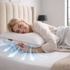 Gön Ev ve Otel Tekstili Klimalı Ortopedik Tombul Yastık 40x60 cm 16 cm Yükseklik – Soğutucu Jel Yüzeyli Boyun Destekli Uyku Yastığı