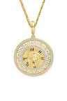 Taşlı Altın Madalyon Aslan Kolye
