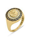 Grek Model Yuvarlak Altın Aslan Yüzük