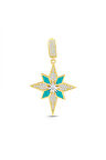 Altın Turkuaz Mineli Kuzey Yıldızı Charm Kolye