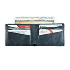 İsme Özel Yatay Klasik Cüzdan -  %100 Rainbow Deri - Lacivert